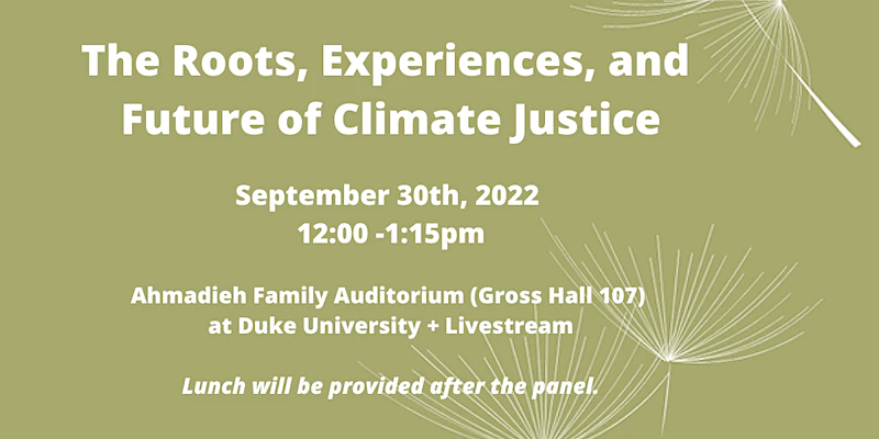 Roots, Experiences and Future of Climate Justice - September 30 at 12 pm