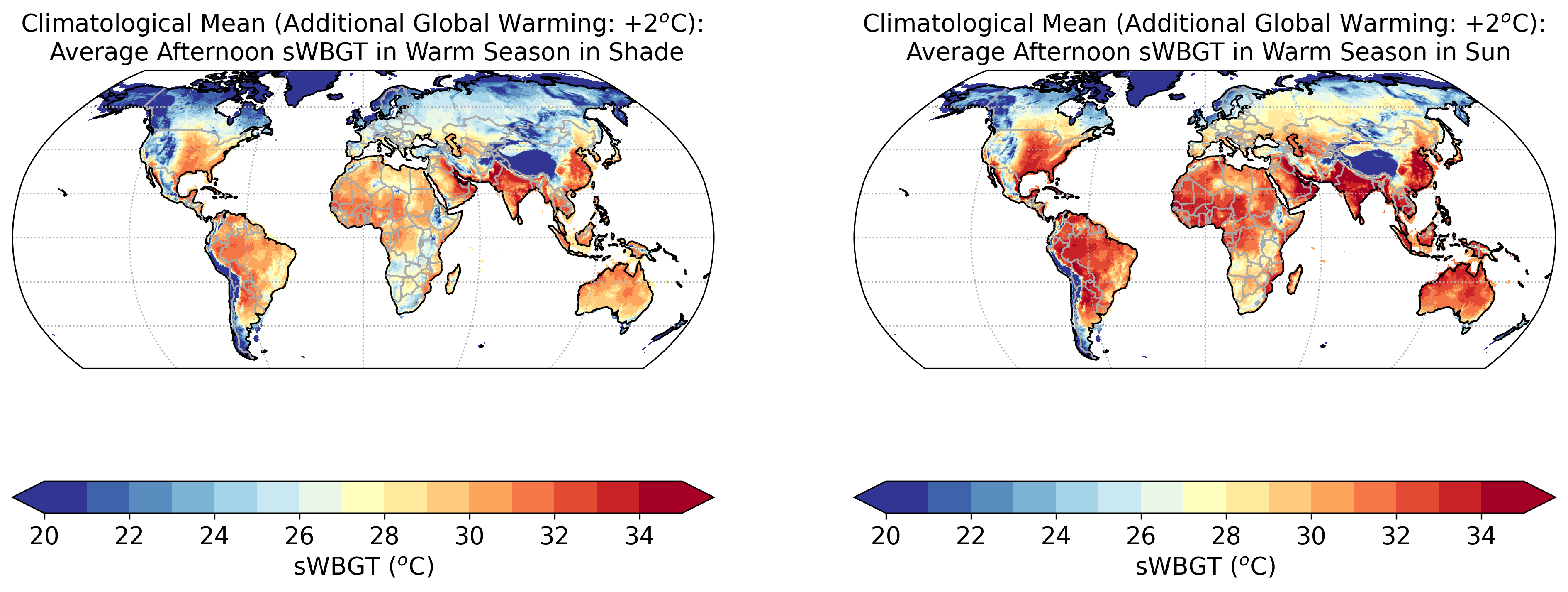 Average afternoon shade/sun time if Earth warms another 2°C