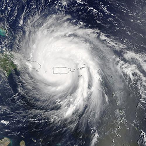 Satellite view of Hurricane Maria passing over Puerto Rico