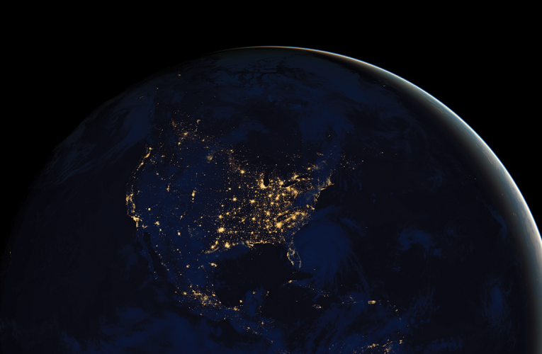 Earth at night satellite image 1600x750