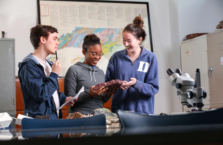 students in geology lab