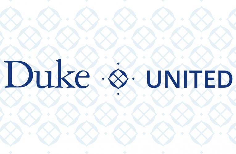 Duke United sign with background pattern