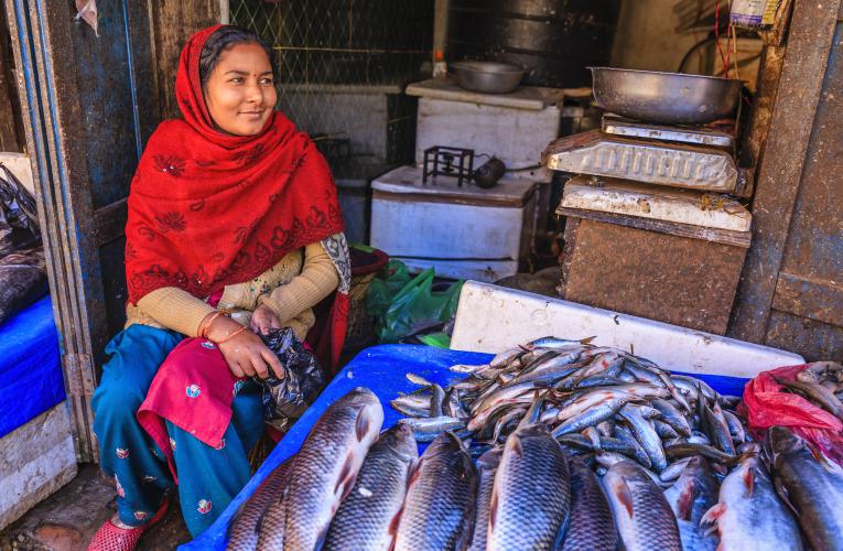 woman in fish market