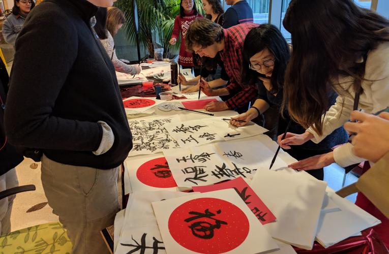 calligraphy activity at lunar new year festival 2019
