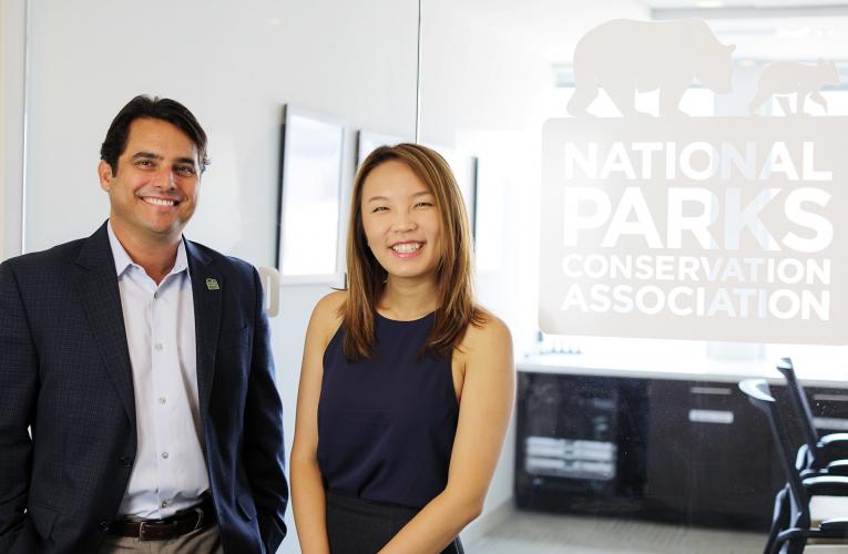 Sunny Qiao and Ryan Valdez at National Parks Conservation Association office