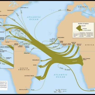 Map of slave-trade voyages across the Atlantic