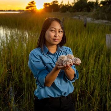 Juliet Wong in marsh