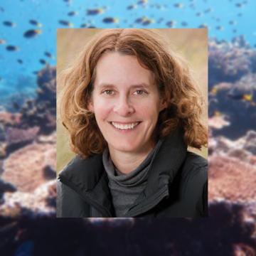 Lisa Campbell headshot coral reef background