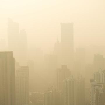 Smog cloaks the Shanghai skyline